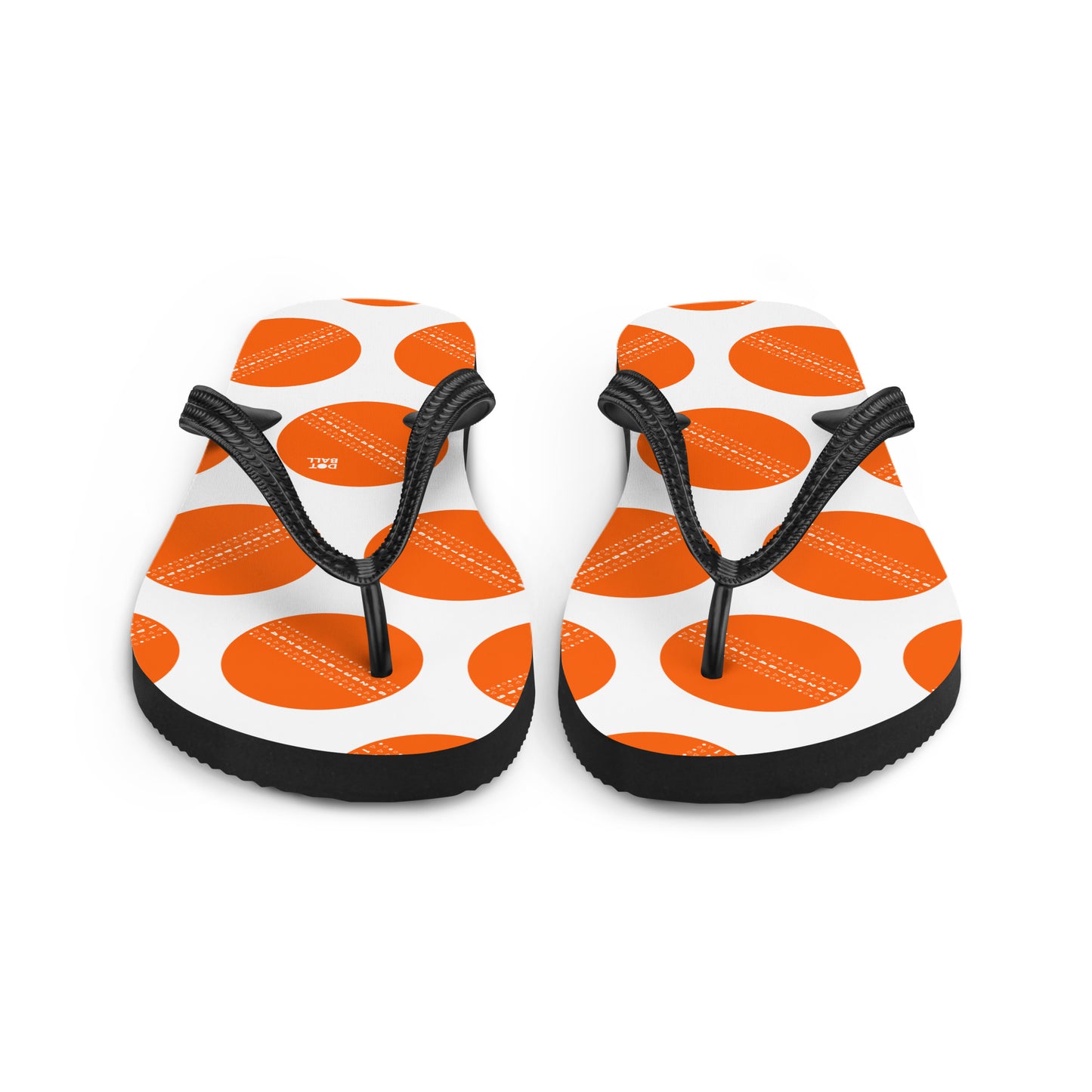 Orange cricket ball flip flops