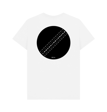 Dot ball Printed white T-shirt with Cricket design on the back