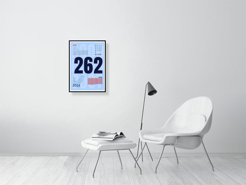 A2 framed cricket statistics poster detailing Joe Roots 262 innings text on a blue background

