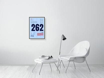 A2 framed cricket statistics poster detailing Joe Roots 262 innings text on a blue background
