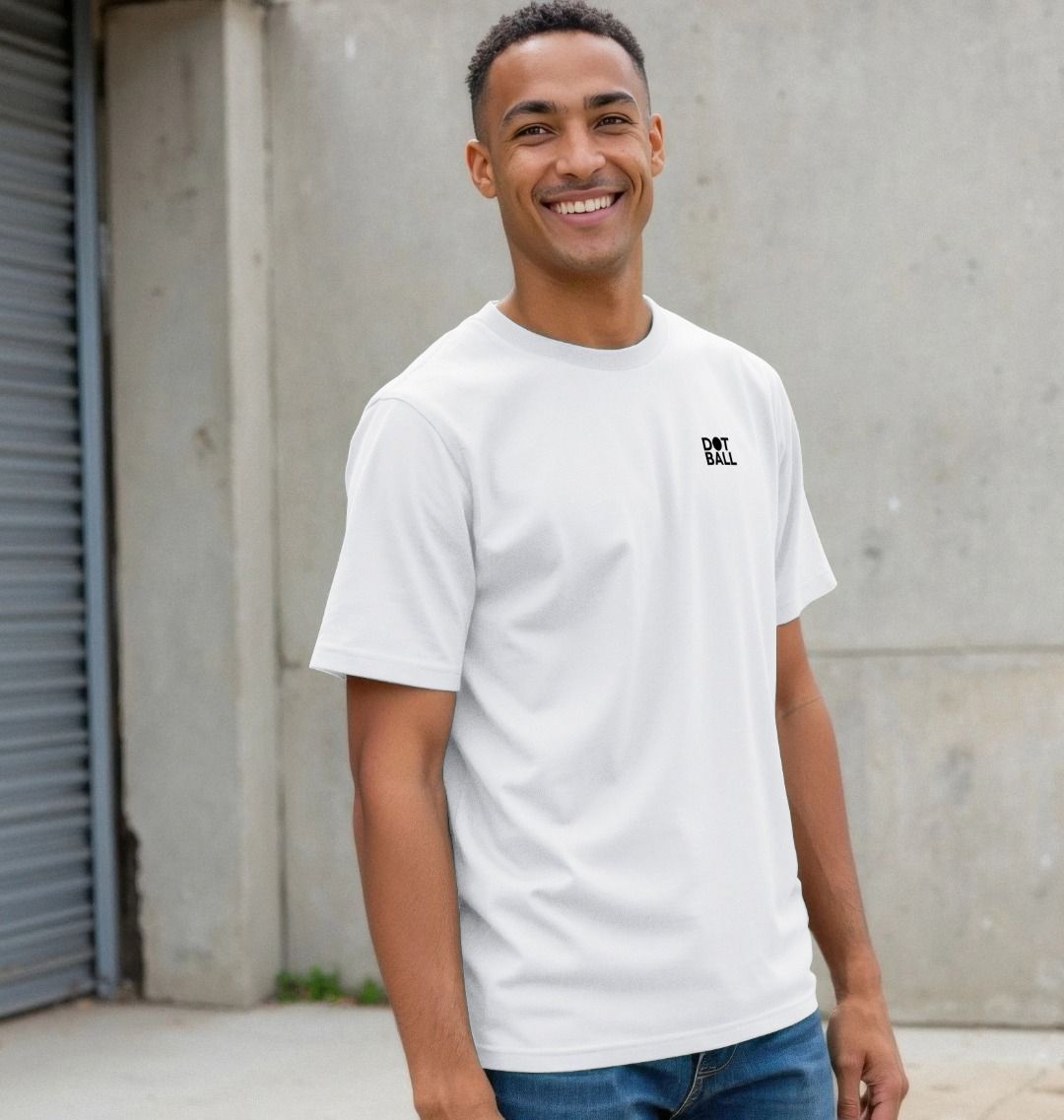 Dot ball Printed white T-shirt with Cricket design on the back